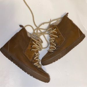 Zara Suede & Faux Fur Hidden Wedge Boots